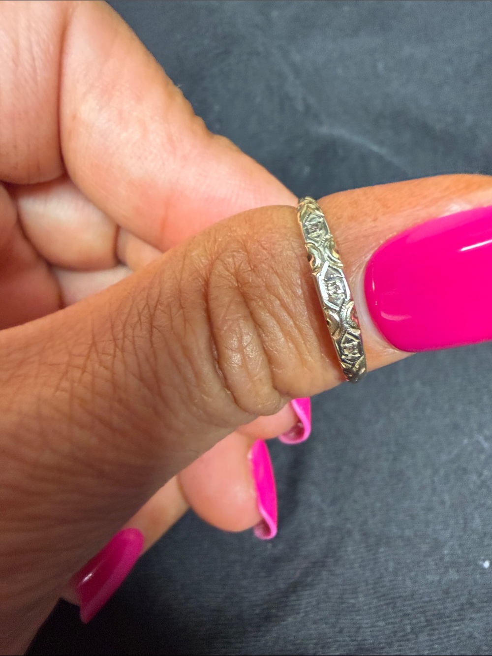 Vintage Silver Floral Engraved Band - Picture 4 of 8